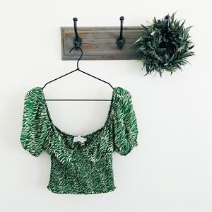 Resa Green Smocked Crop Top S